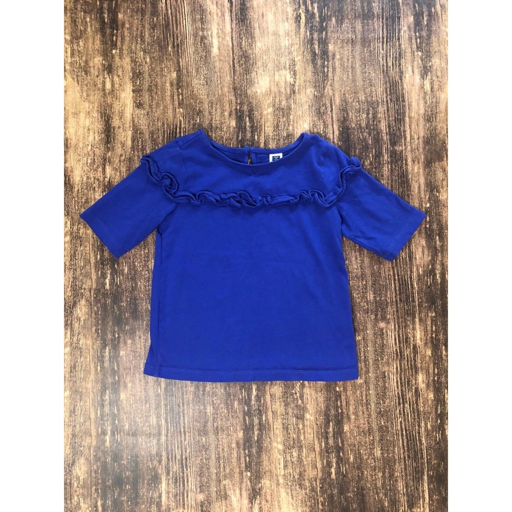 Janie And Jack Sz 4 Blue Top With Ruffled Chest